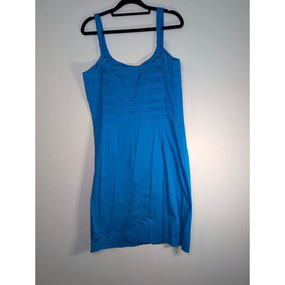 Calvin Klein Teal Sheath Dress 12 Pleated Cotton Sateen Cocktail Party Night Out - Picture 6 of 10